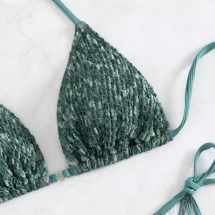 Damen Triangel-Bikini mit verstellbaren Trägern und eleganten Rüschendetails R&B