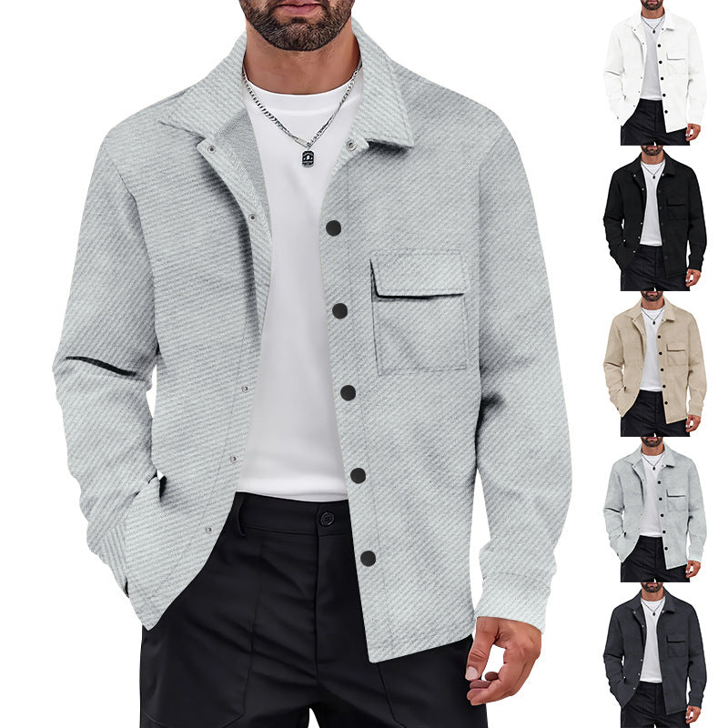 Herren lässige Freizeitjacke mit strukturiertem Design und praktischen Taschen R&B