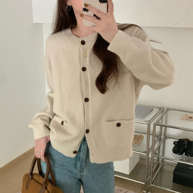 Damen Kuschelige Strickjacke mit praktischen Taschen R&B