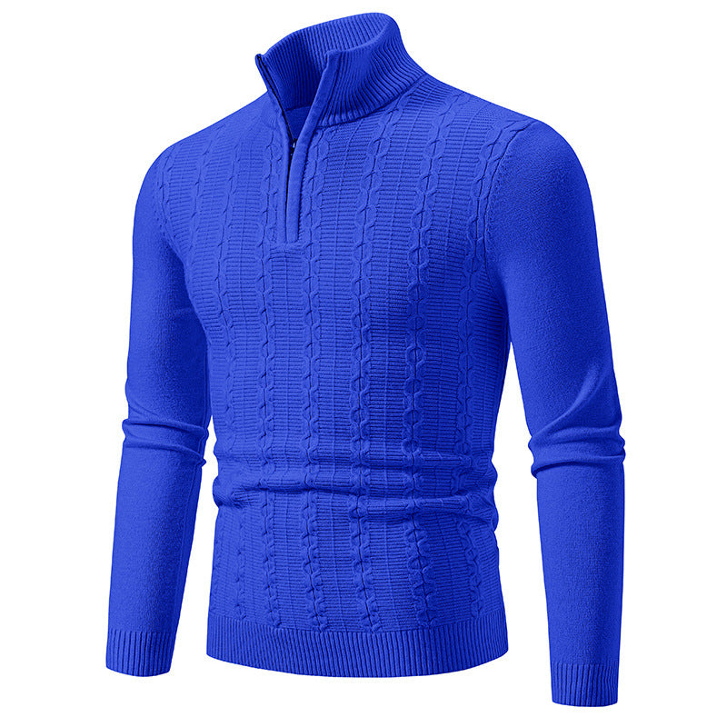 Herren Strickpullover mit modernem Stehkragen und strukturierter Fläche