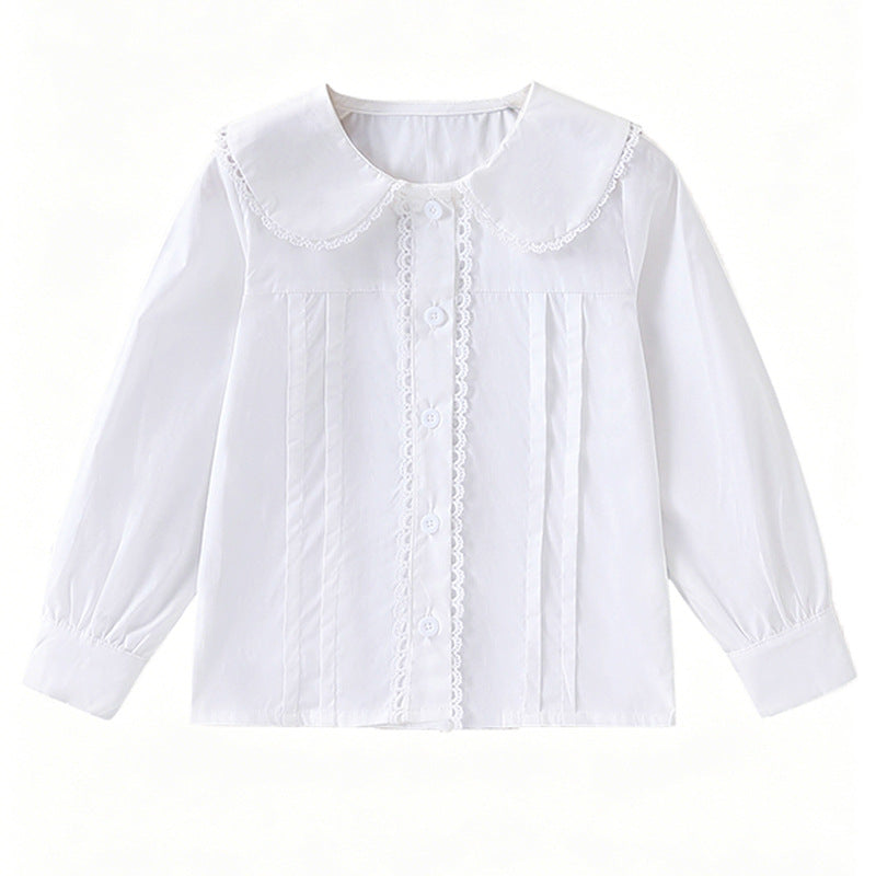 Mädchen Bluse mit Rüschendetails und klassischem Kragen R&B