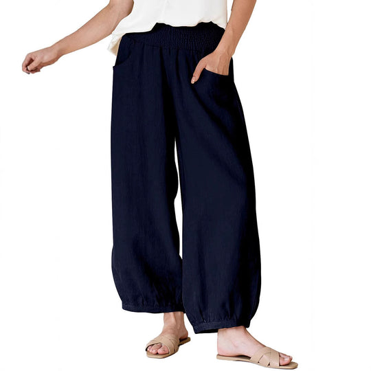 Damen weite Hose mit elastischem Bund und praktischen Seitentaschen R&B