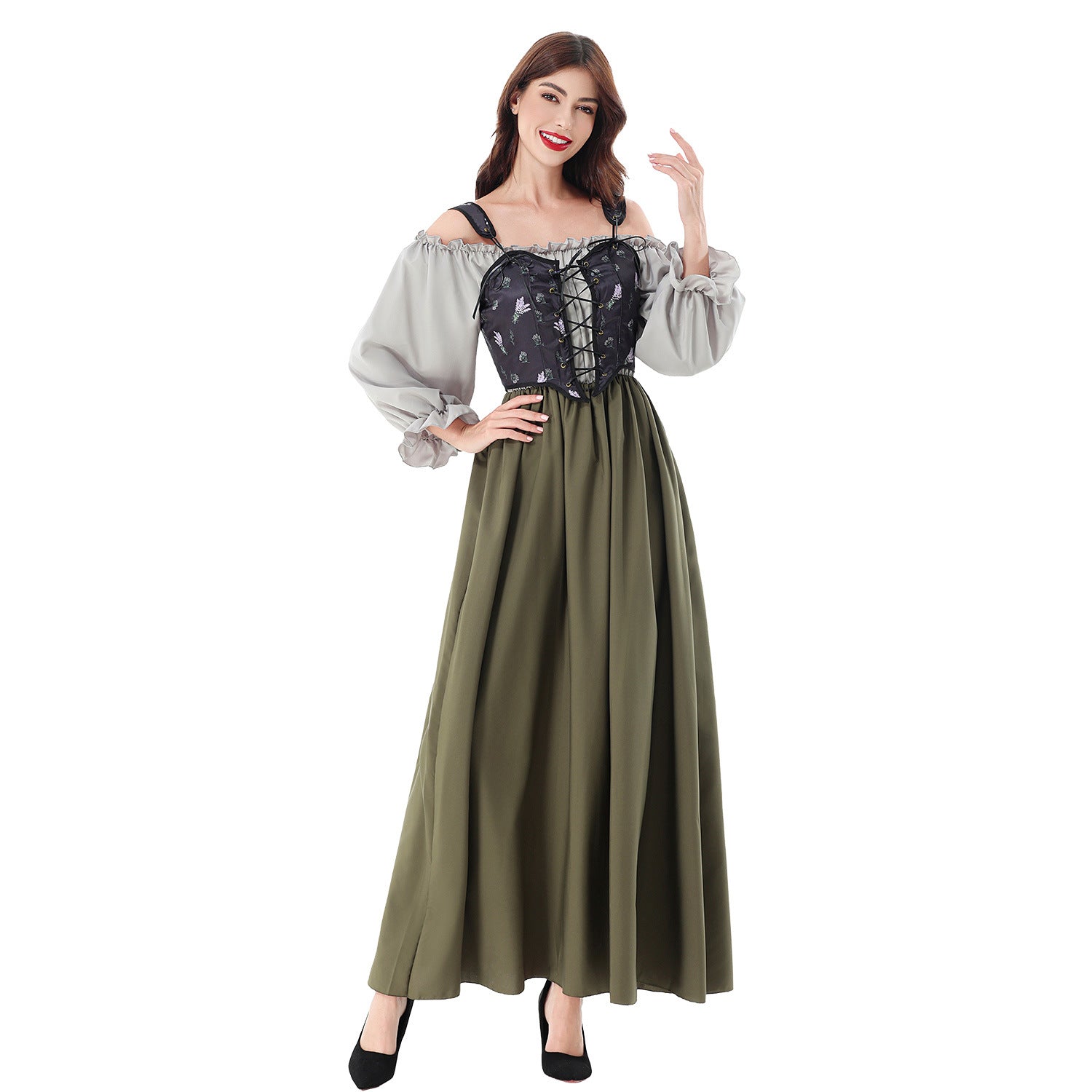 Damen nan Corsagekleid mit Schnürkorsett und schulterfreiem Blusentop R&B
