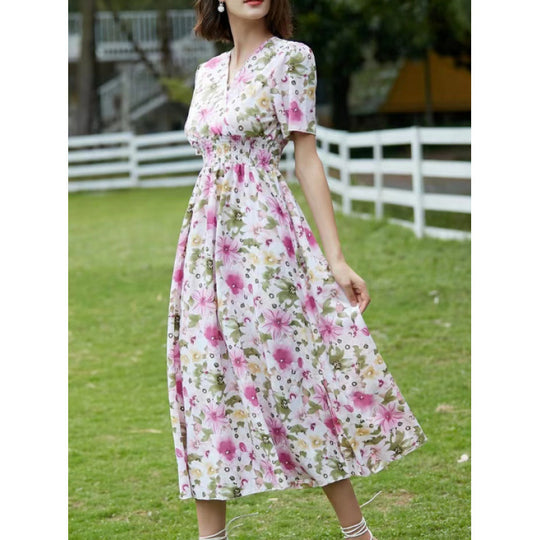Damen Maxikleid mit fließendem Schnitt und floralem Design R&B