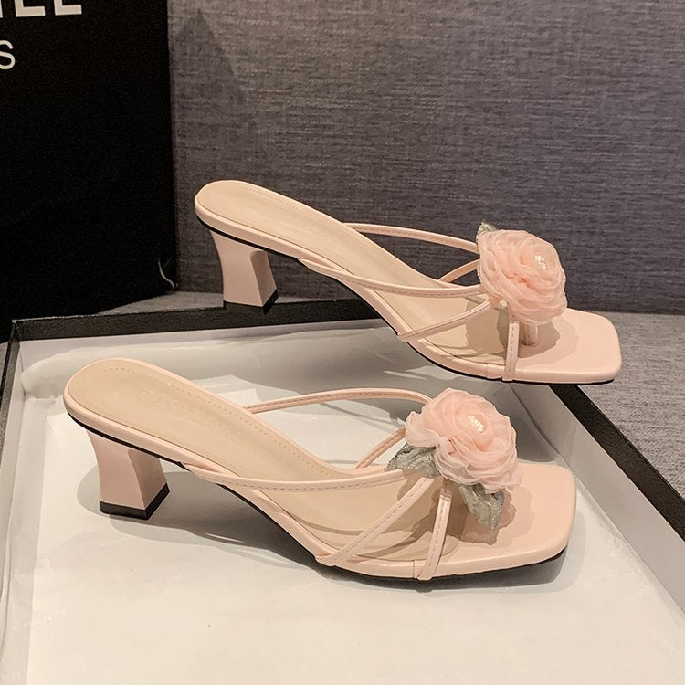 Damen elegante Sling-Badesandalen mit floralem Akzent R&B