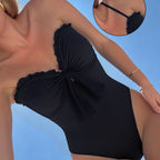 Damen Hochwertiger Badeanzug mit verspieltem Rüschendesign und Knotendetail R&B