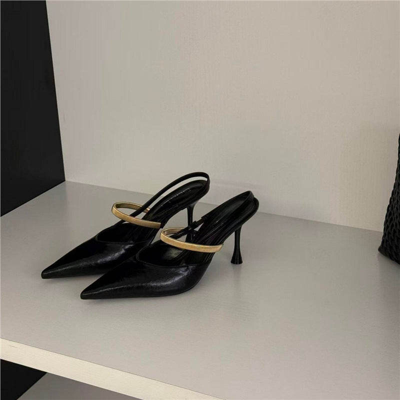 Damen elegante Slingback-Pumps mit goldenen Akzenten R&B