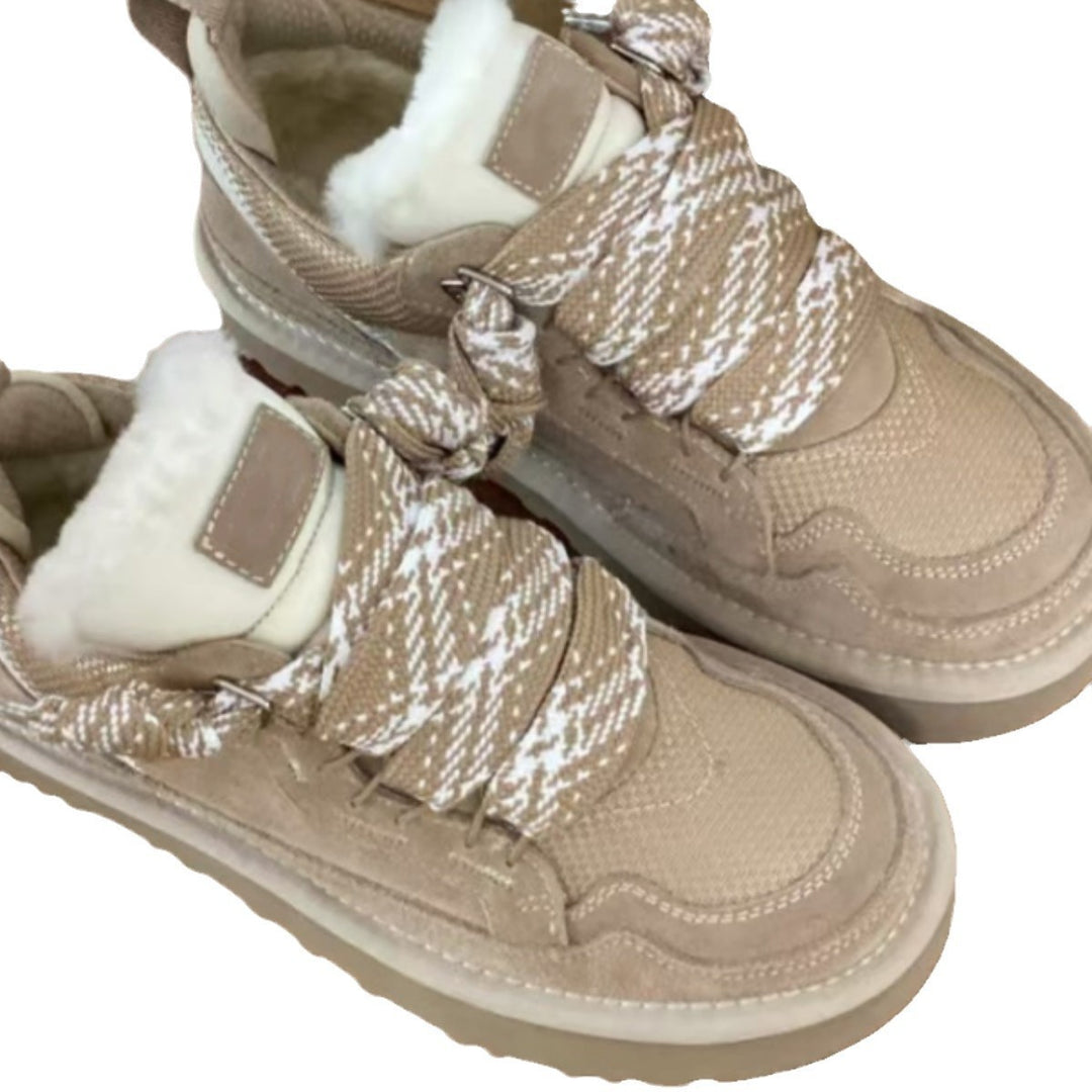 Damen Sportliche Sneaker mit warmem Futter und elastischen Schnürsenkeln R&B