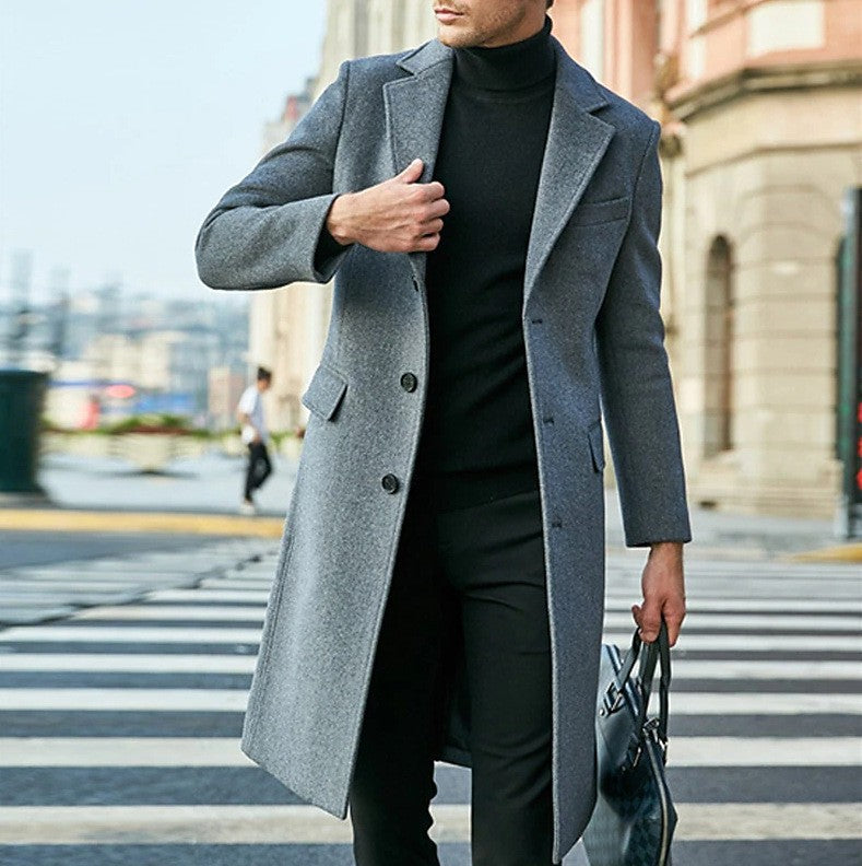 Herren eleganter und moderner Langmantel mit strukturiertem Obermaterial R&B