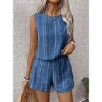 Damen lässiges Set mit ärmellosem Oberteil und Shorts R&B