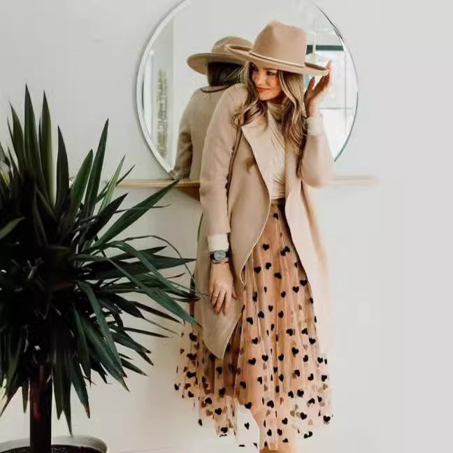 Damen elegante Strickmantel mit offenem Kragen und modischem Schnitt R&B