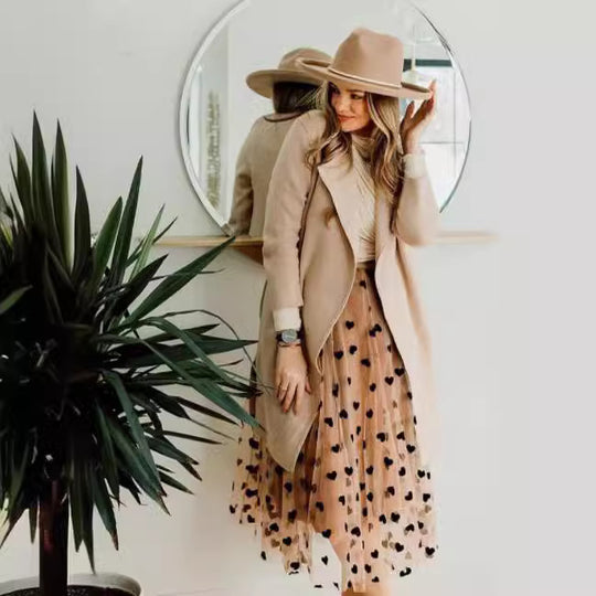Damen elegante Strickmantel mit offenem Kragen und modischem Schnitt R&B
