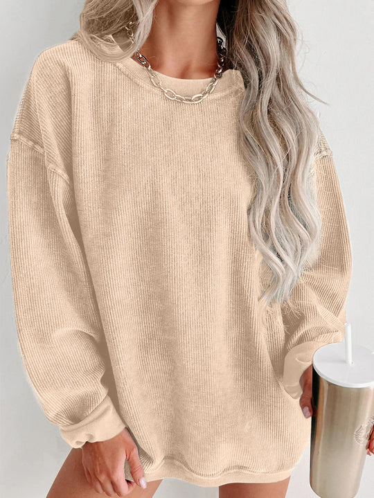 Damen lässiger Sweatshirt mit feiner Rippstruktur und komfortablem Schnitt R&B