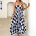 Damen Maxikleid mit fließendem Schnitt und modernem grafischem Muster R&B