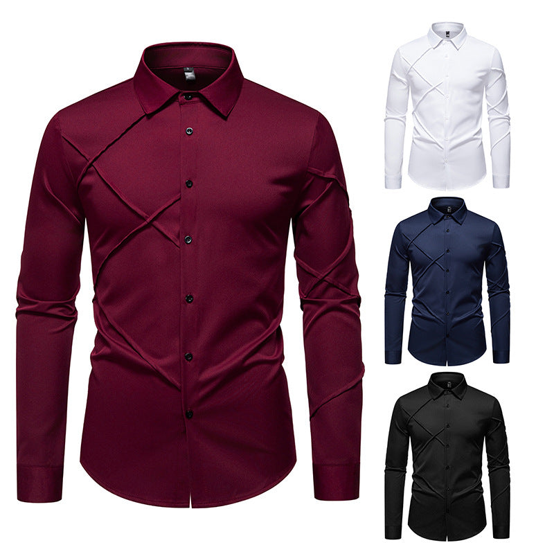 Herren Langarmhemd mit asymmetrischem Design R&B