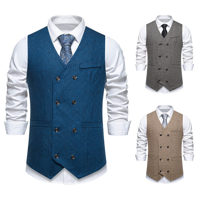 Herren Maßgeschneiderte Weste mit doppelter Knopfleiste und feinem Muster