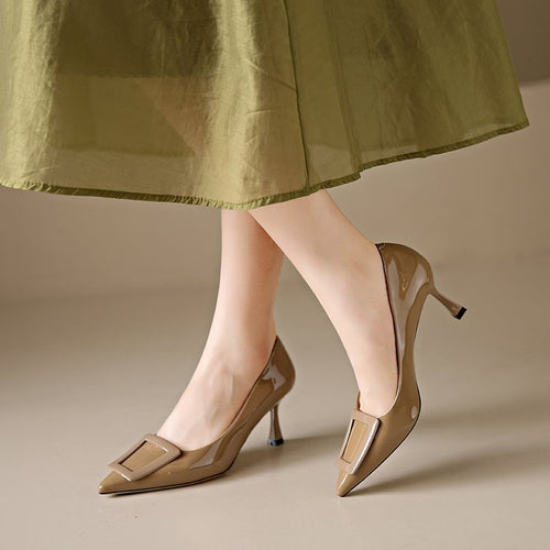 Damen elegante spitze Pumps mit funkelndem Schnallenakzent R&B