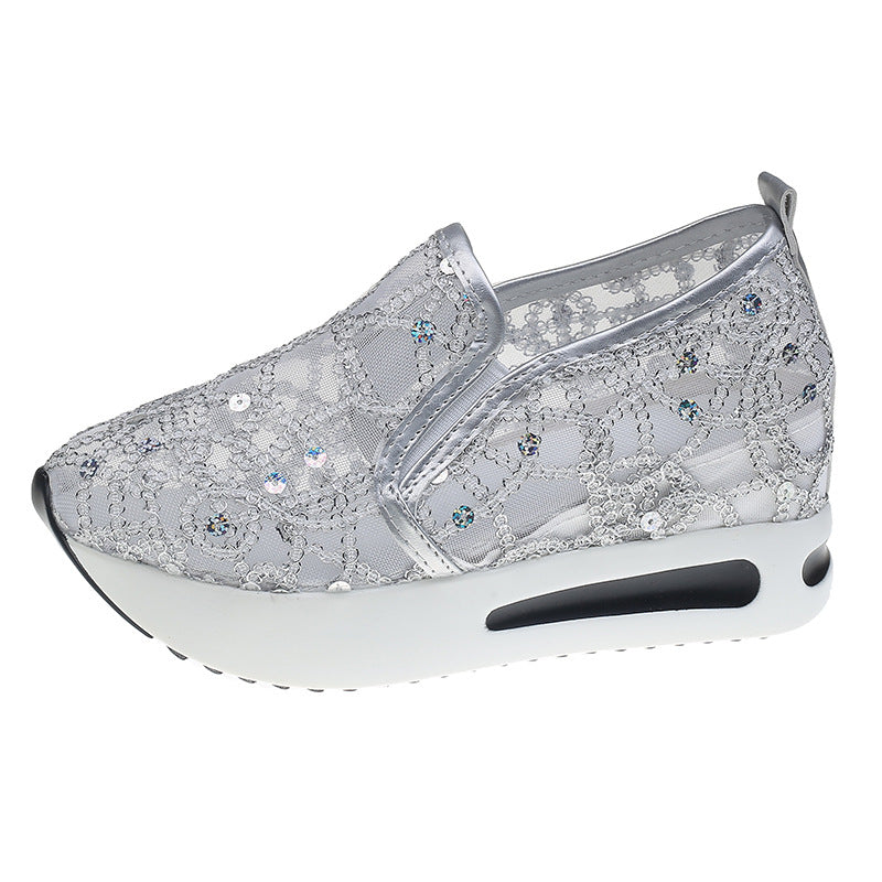 Damen Bequeme Slip-On Sneakers mit glamourösem Glitzerdesign R&B