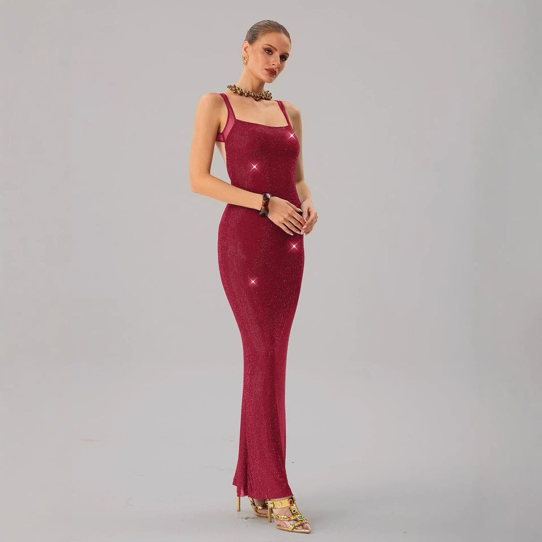Damen Glamouröses Abendkleid mit funkelnden Pailletten und taillierter Silhouette R&B