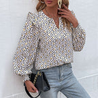 Damen Elegant geschnittene Bluse mit Rüschendetails und speziellem Muster