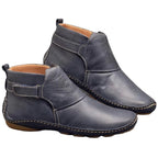 Damen nan knöchelhohe Soft-Lederimitat-Stiefelette mit verstellbarem Klettriemen, gepolstertem Schaft und flexibler Profilsohle R&B