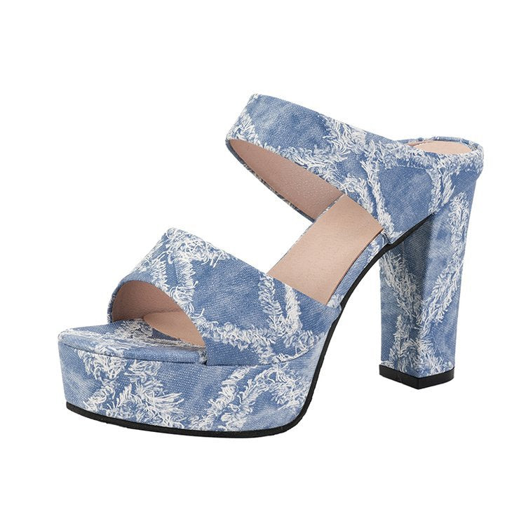 Damen Plateau-Sandaletten mit stylishen Riemen und hohem Blockabsatz R&B
