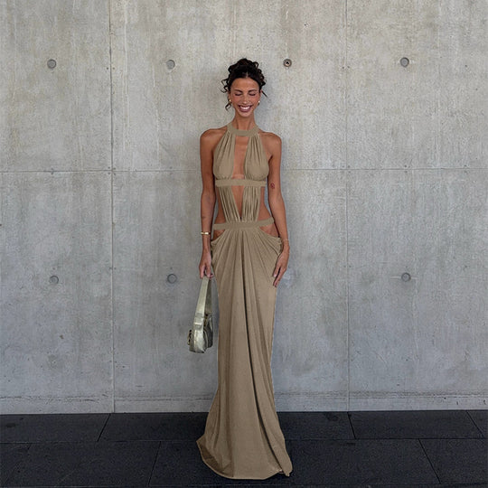 Damen elegantes Wickelkleid mit tiefem V-Ausschnitt und modischen Drapierungen R&B