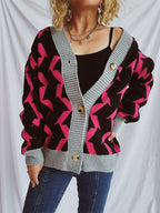 Damen Grobstrickjacke mit grafischem Muster und hochwertigen Knopfdetails R&B