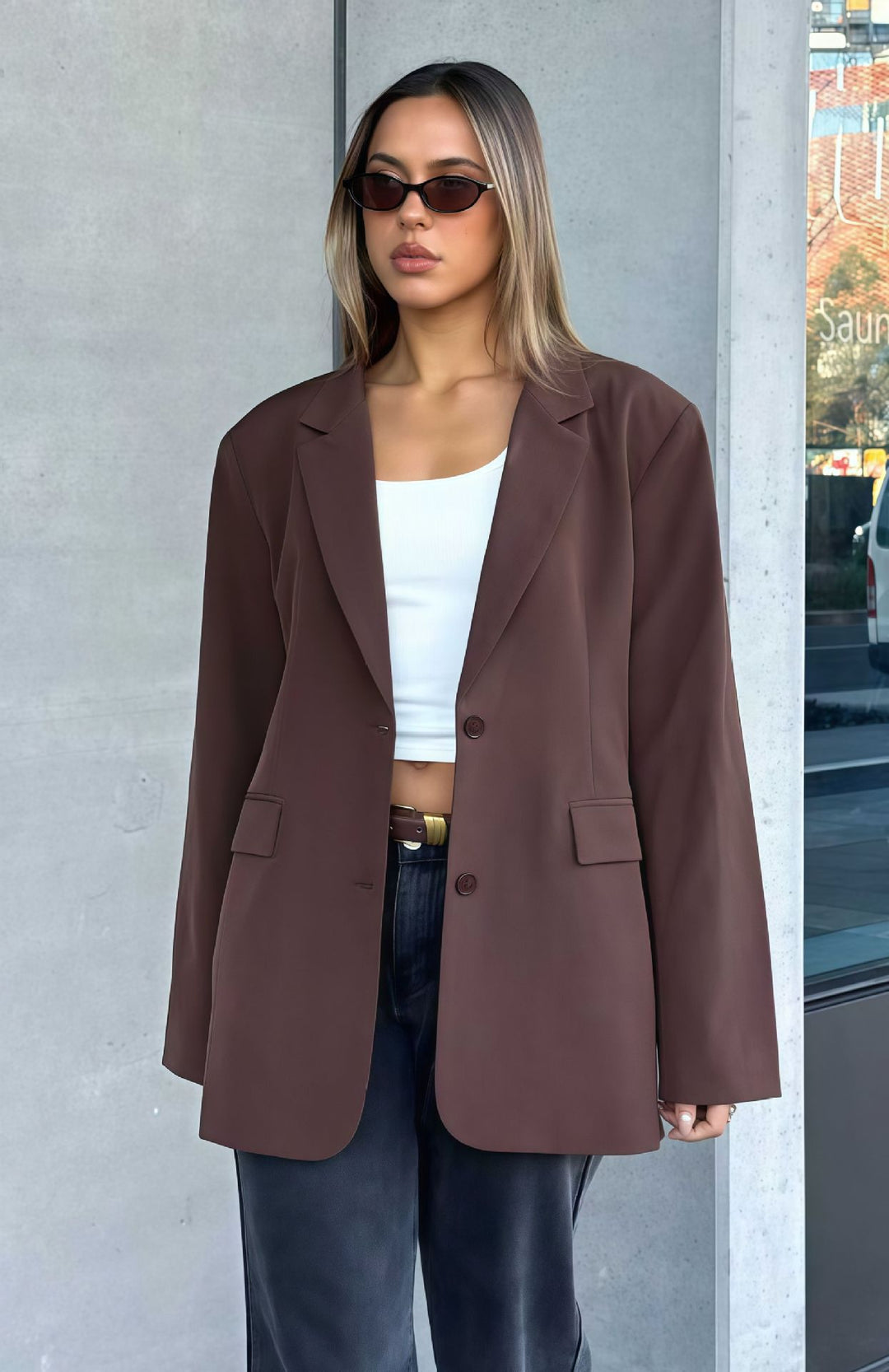 Damen Oversized Blazer im minimalistischen Stil R&B