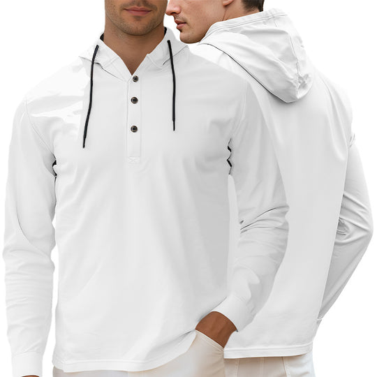 Herren nan Kapuzen-Henley Langarmshirt aus leichtem Stretchjersey mit Kordelzug R&B