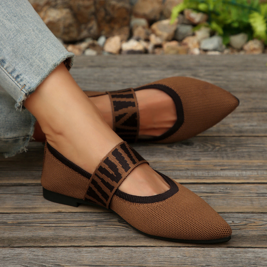 Damen Ballerinas mit modischem Riemen und bequemem Fußbett R&B