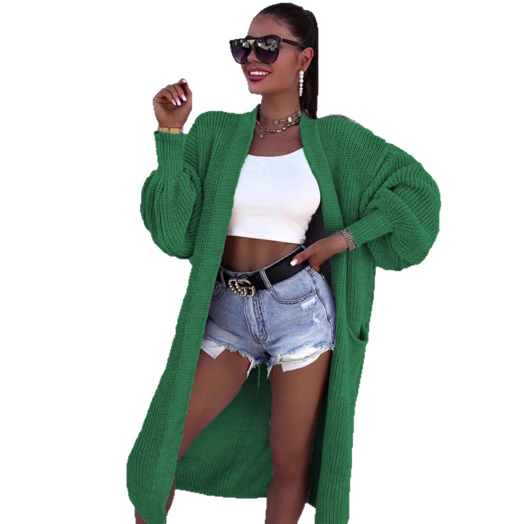 Damen Langer Strickmantel mit oversized Ärmeln und praktischen Taschen R&B
