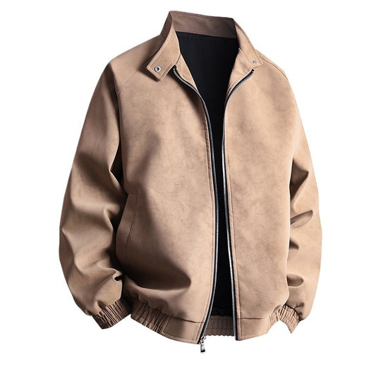 Herren stylische Kunstlederjacke im modernen Design und elastischen Bündchen R&B