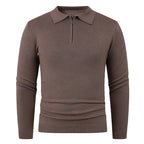Herren Strickpullover mit halb offenem Kragen und feiner Rippenstruktur R&B