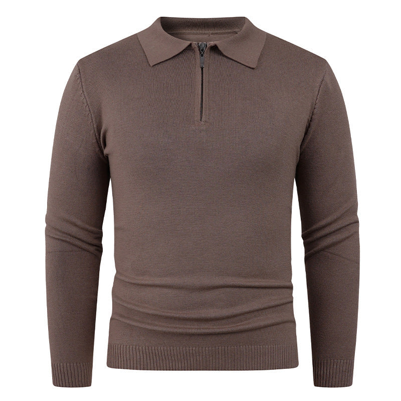 Herren Strickpullover mit halb offenem Kragen und feiner Rippenstruktur R&B