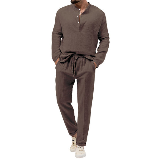 Herren lässiges Lounge-Set mit Knopfleiste und elastischem Bund R&B