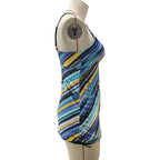 Damen Tankini-Top mit modischem Streifendesign und komfortabler Raffung R&B