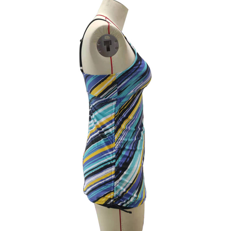 Damen Tankini-Top mit modischem Streifendesign und komfortabler Raffung R&B
