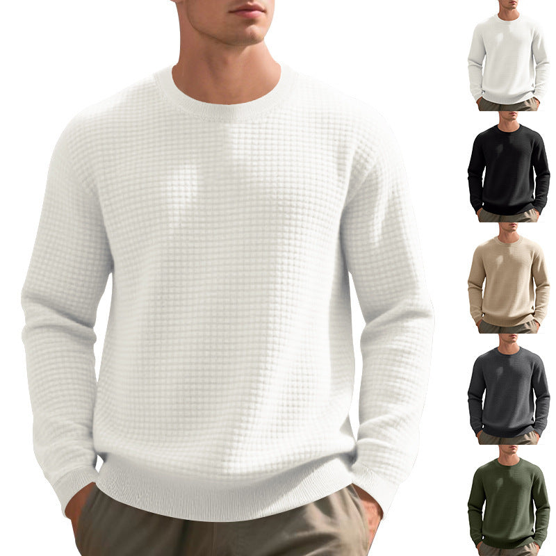 Herren warmer Pullover mit strukturiertem GewR&Be und Rundhalsausschnitt R&B
