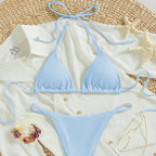 Damen Triangel-Bikini mit verstellbaren Bändern und rippierter Textur R&B