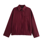 Damen langärmlige Utility-Jacke mit praktischen Taschen und hohem Kragen R&B