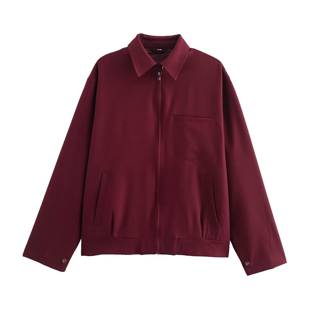 Damen langärmlige Utility-Jacke mit praktischen Taschen und hohem Kragen R&B