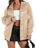 Damen Lässige Oversized-Jacke mit elastischen Bündchen und praktischen Taschen R&B
