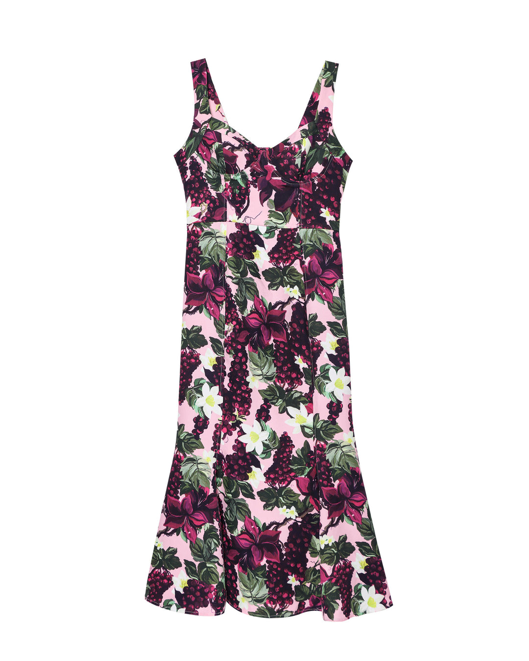 Damen Maxikleid im floralen Design mit schwingendem Saum und tiefem V-Ausschnitt R&B