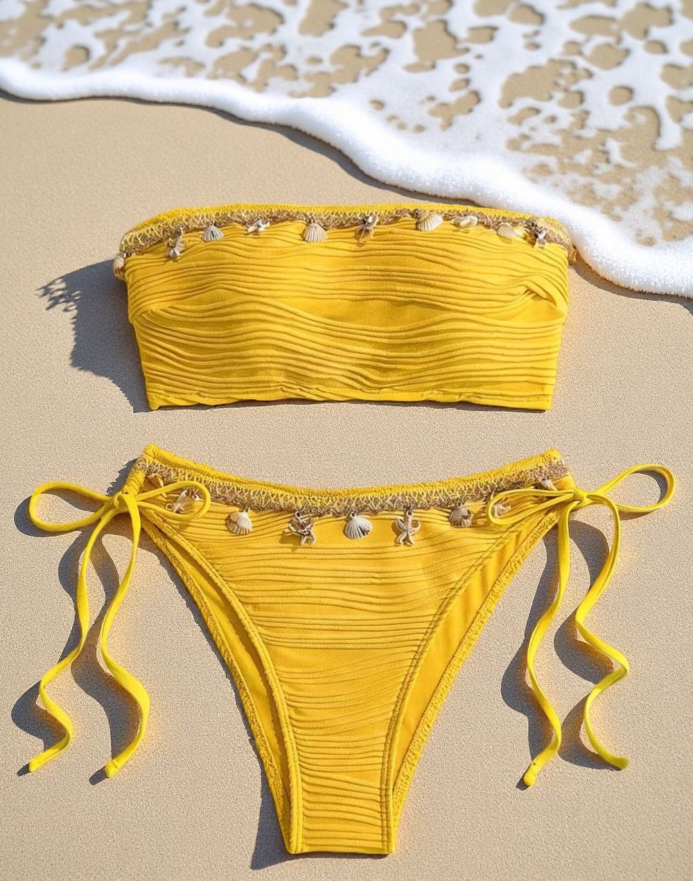 Damen Bandeau-Bikini mit raffinierten Muschel-Details R&B