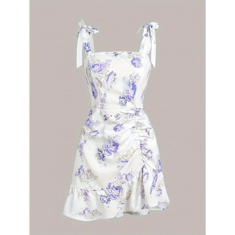 Damen Minikleid mit floralen Rüschendetails und taillierter Silhouette R&B