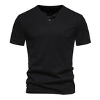 Herren Kurzarm-Henley-Shirt mit elegantem Knopfdesign