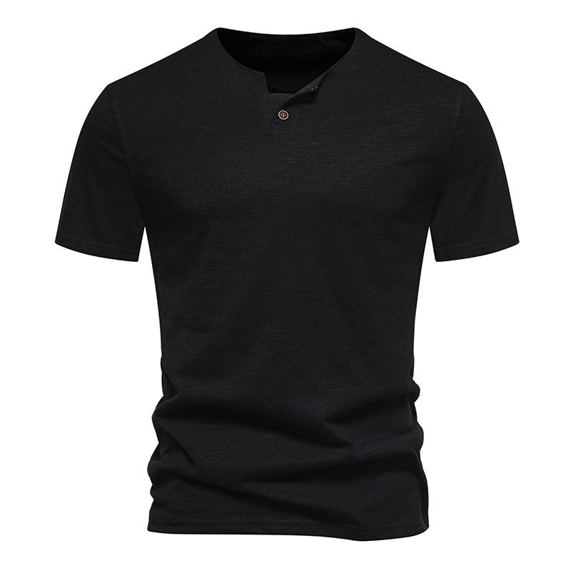 Herren Kurzarm-Henley-Shirt mit elegantem Knopfdesign