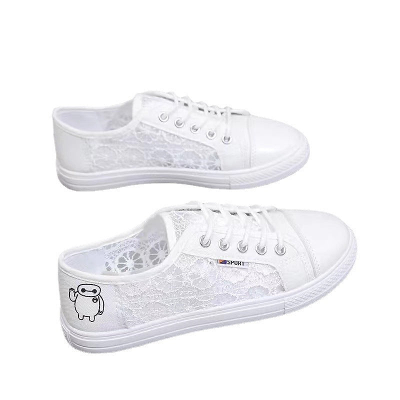 Damen Sneakers mit floralen Spitzen-Einsätzen R&B