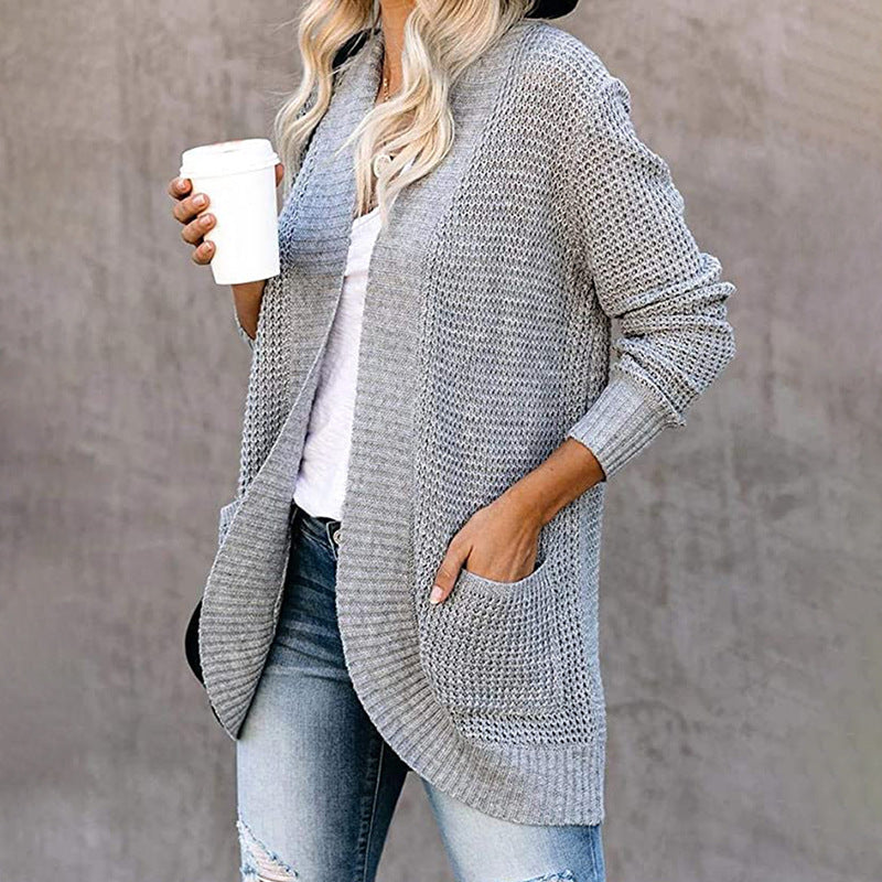 Damen Strickjacke mit modernem Strickmuster und praktischen Taschen R&B